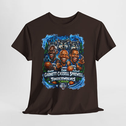 Timberwolves Legends T‑Shirt — Garnett, Cassell & Sprewell Retro Basketball Tee