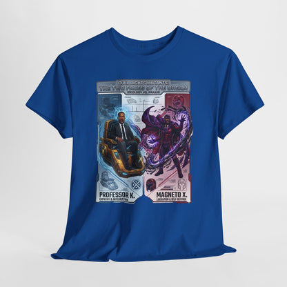 Professor K vs Magneto X Graphic Tee — Retro Card Battle Design