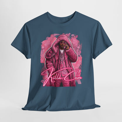 Killa Cam Graphic Tee — Pink Hooded Portrait Streetwear T-Shirt