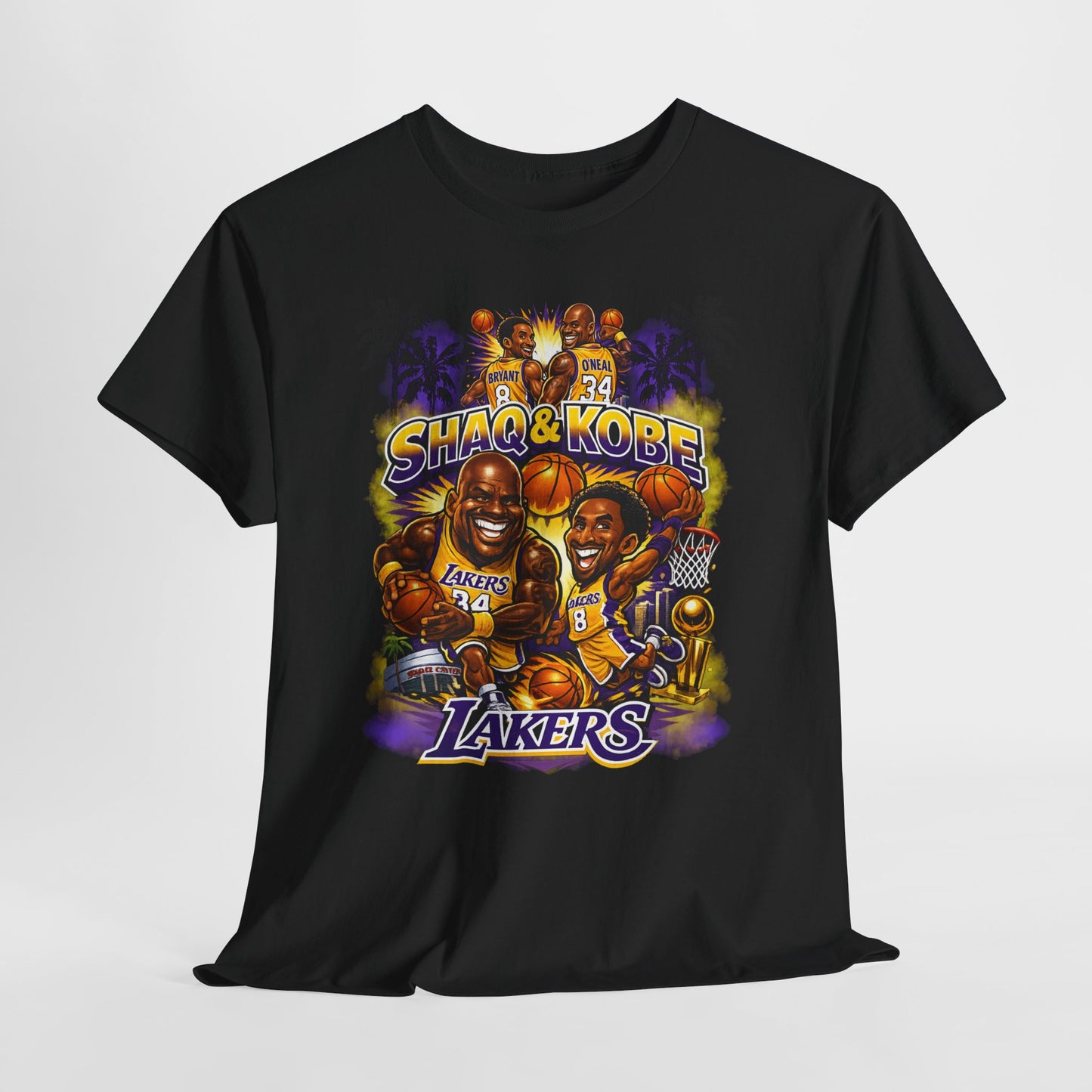 Kobe & Shaq Lakers Tee, Unisex Heavy Cotton T-Shirt, Basketball Fan Apparel, Sports Gift, Retro Basketball Graphic