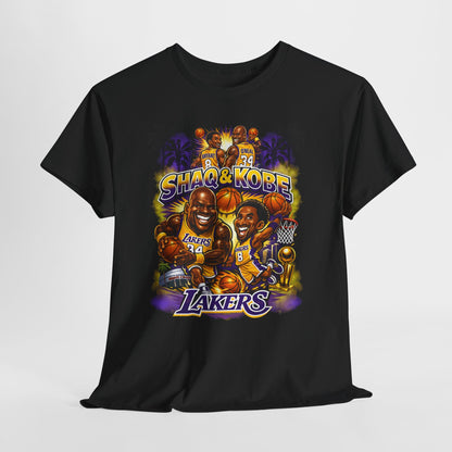 Kobe & Shaq Lakers Tee, Unisex Heavy Cotton T-Shirt, Basketball Fan Apparel, Sports Gift, Retro Basketball Graphic
