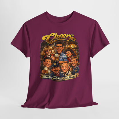 Cheers Cast Vintage Tee — "Where Everybody Knows Your Name" Retro TV Shirt