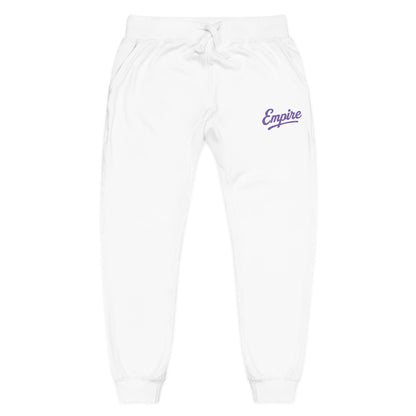 Empire Signature Embroidered Sweatpants — Minimal Fleece with Purple 'Empire' Logo