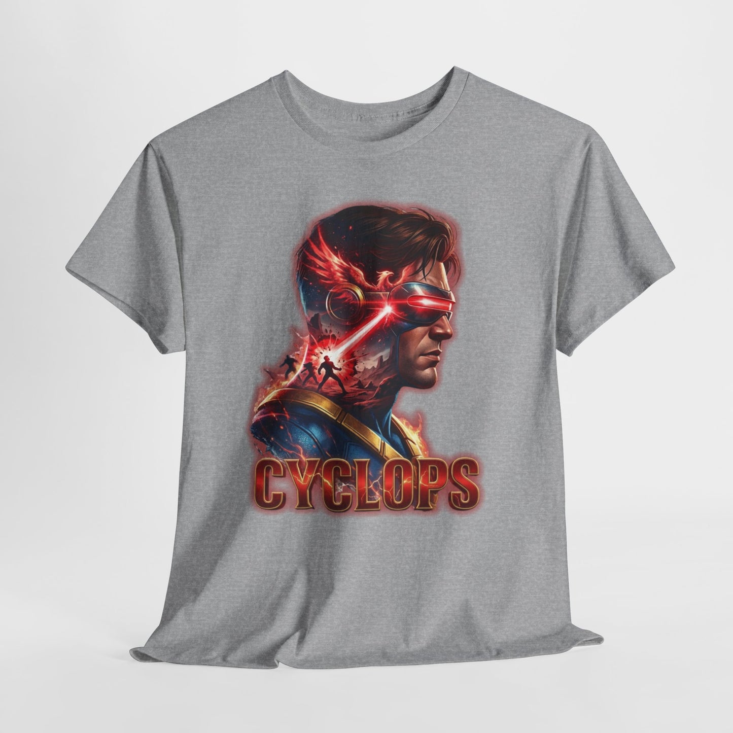 Cyclops Superhero Graphic Tee — Retro Comic Profile Design