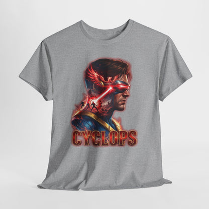 Cyclops Superhero Graphic Tee — Retro Comic Profile Design