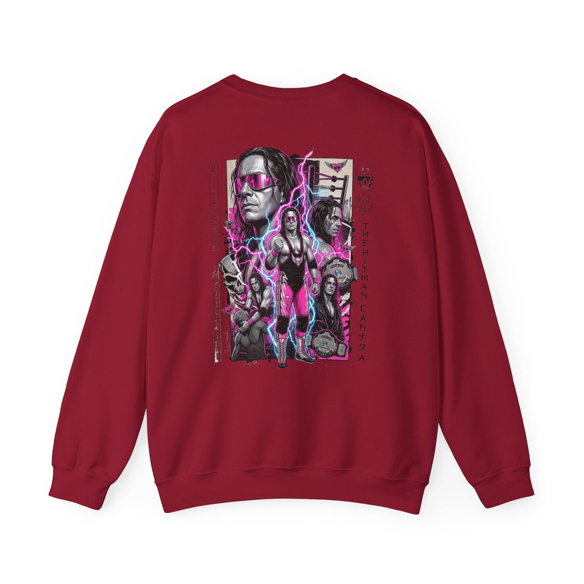Retro Wrestling Crewneck Sweatshirt – 'The Hitman' Neon Bret Hart Graphic