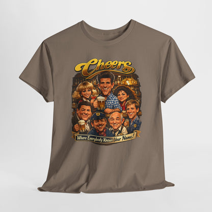 Cheers Cast Vintage Tee — "Where Everybody Knows Your Name" Retro TV Shirt
