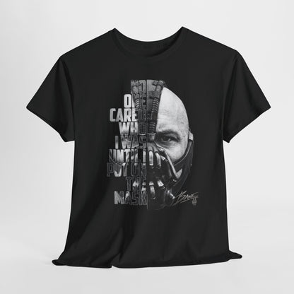 Bane Mask Split-Face Tee — "No One Cared I Was... Until I Put On The Mask" Graphic T-Shirt