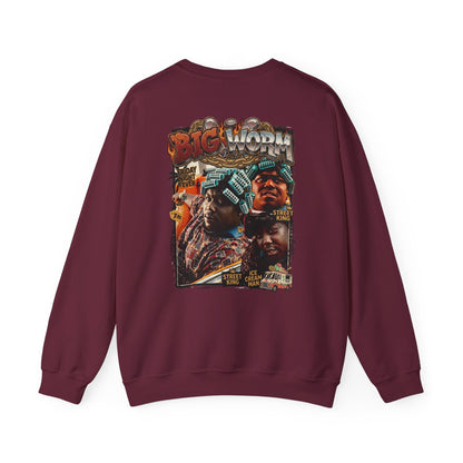 Big Worm Collage Crewneck Sweatshirt — Retro Hip‑Hop Graphic