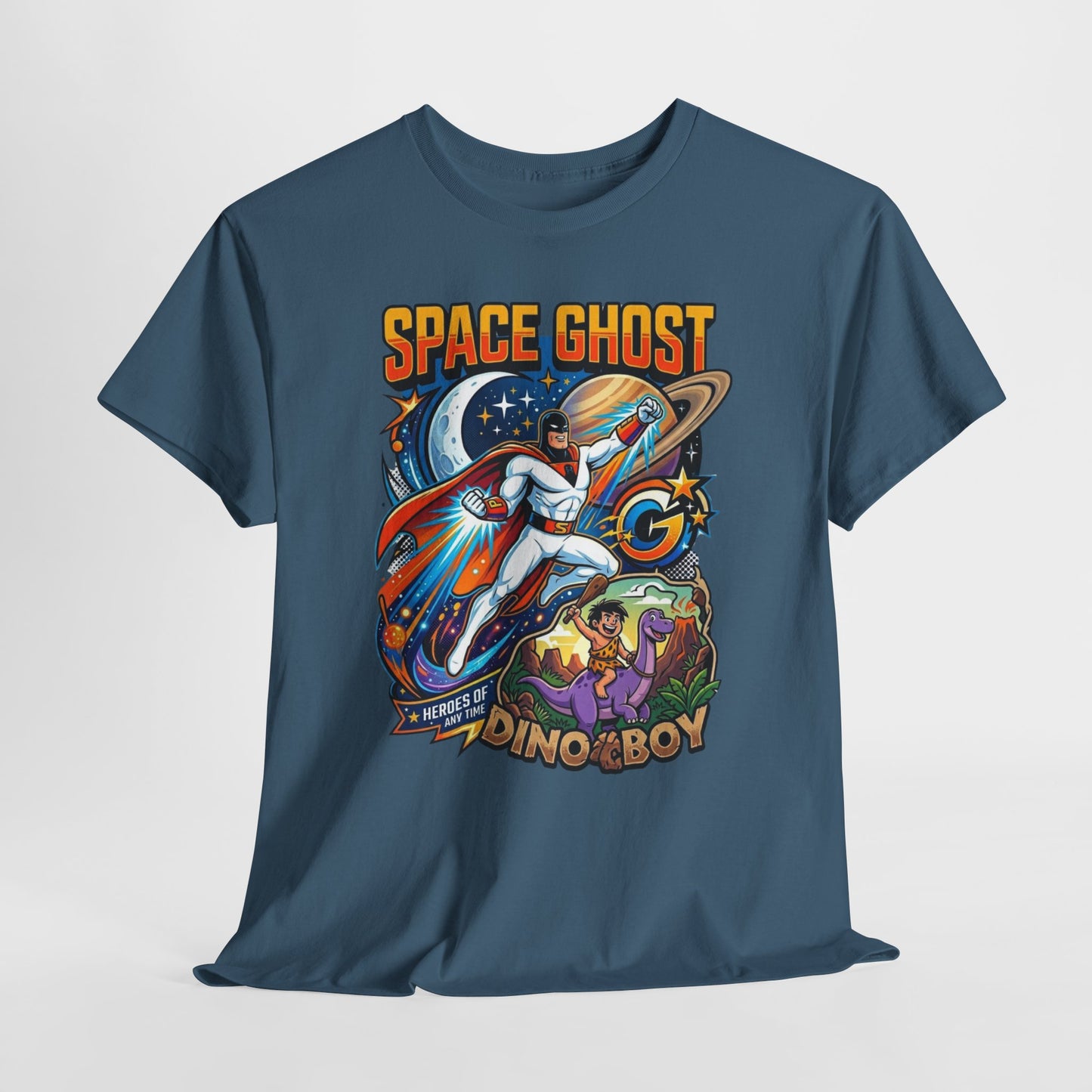 Space Ghost Dino-Boy Tee — Retro Astronaut Dinosaur Graphic T-Shirt