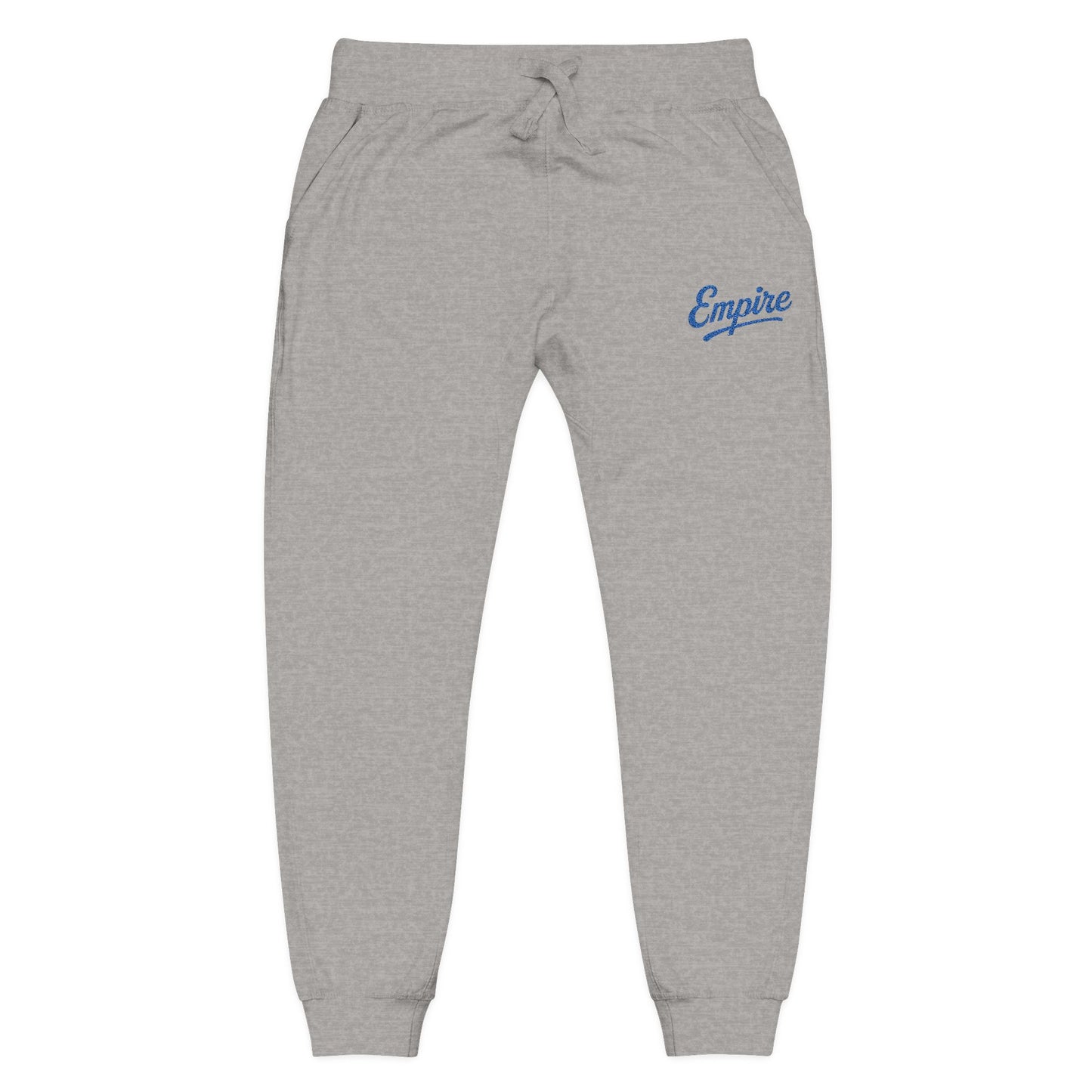 Empire Signature Embroidered Sweatpants — Minimal Fleece with Royal Blue 'Empire' Logo