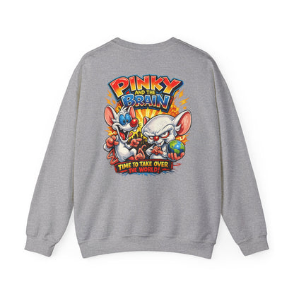 Pinky and the Brain Crewneck Sweatshirt - 'Time to Take Over the World' Graphic