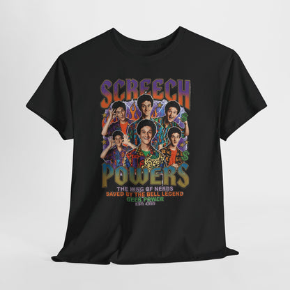 Screech Powers Retro Cast Portrait Tee — Vintage TV Show Graphic T‑Shirt
