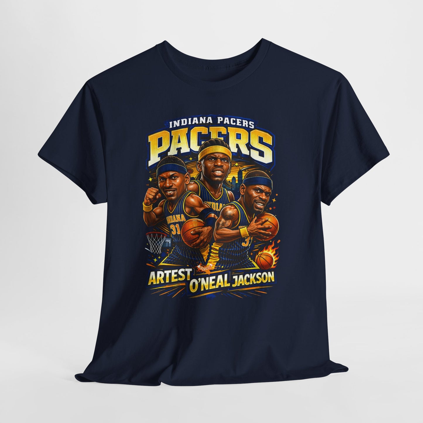 Indiana Pacers Vintage Players Graphic Tee — "Pacers" O'Neal & Jackson Tribute