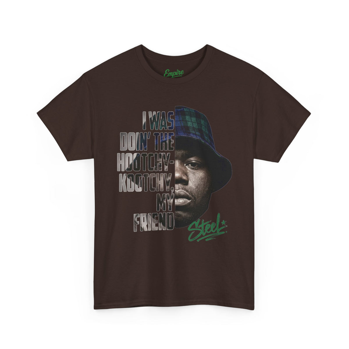 Steel "Juice" Graphic Tee — “I Was Doin’ The Hootchy-Kootchy, My Friend” Vintage Hip-Hop Portrait