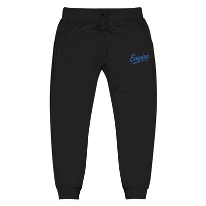 Empire Signature Embroidered Sweatpants — Minimal Fleece with Royal Blue 'Empire' Logo