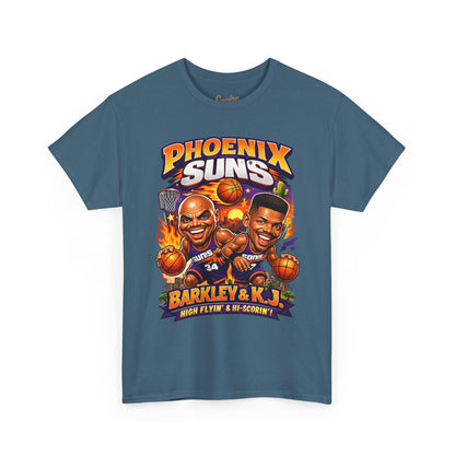 Phoenix Suns Barkley & K.J. Graphic Tee — Retro Basketball Cartoon Shirt