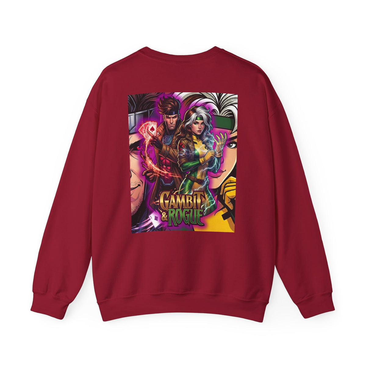 Gambit & Rogue Graphic Crewneck Sweatshirt — X-Men Comic Retro Art