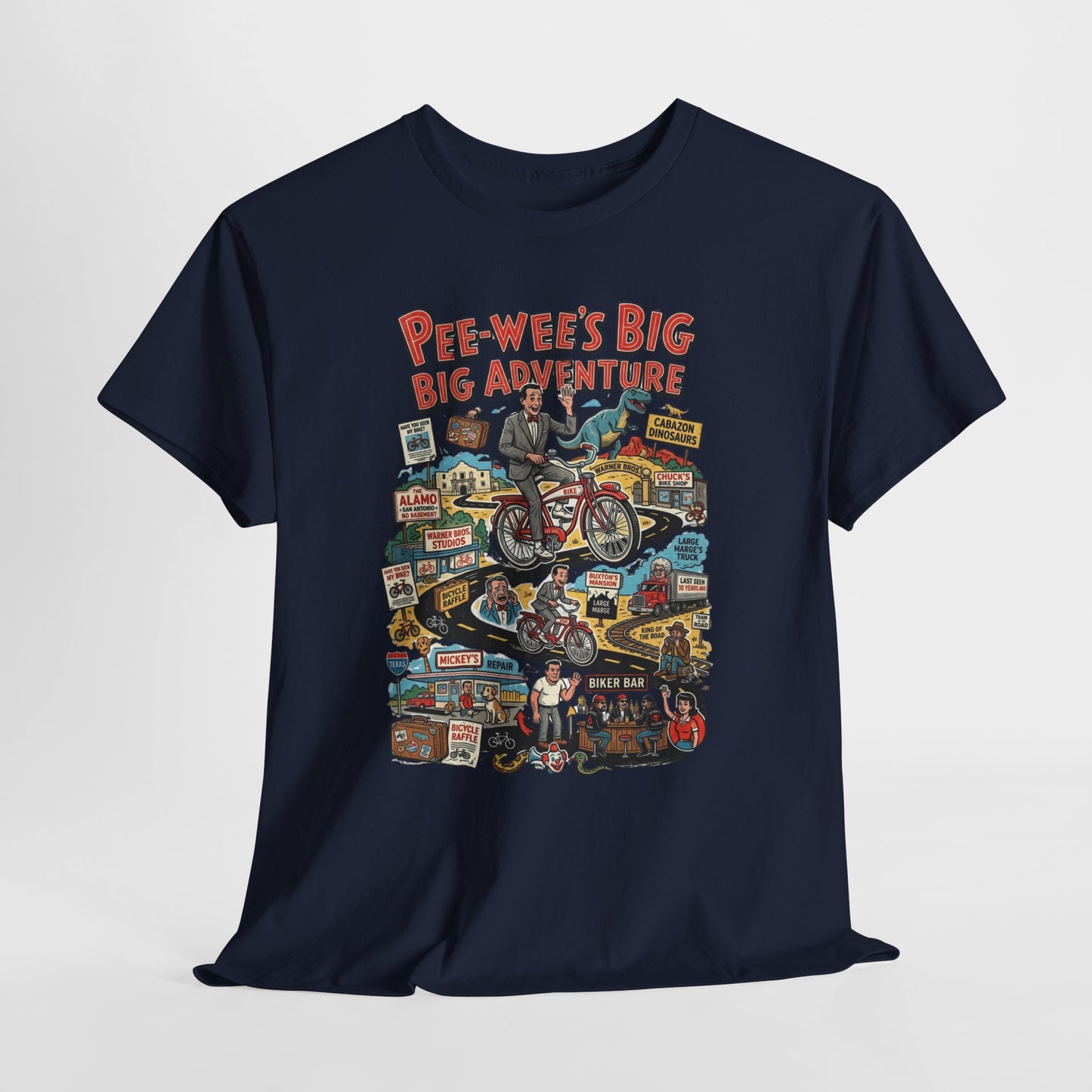 Pee-wee’s Epic Road Trip: A Collage of Adventure Graphic Tee