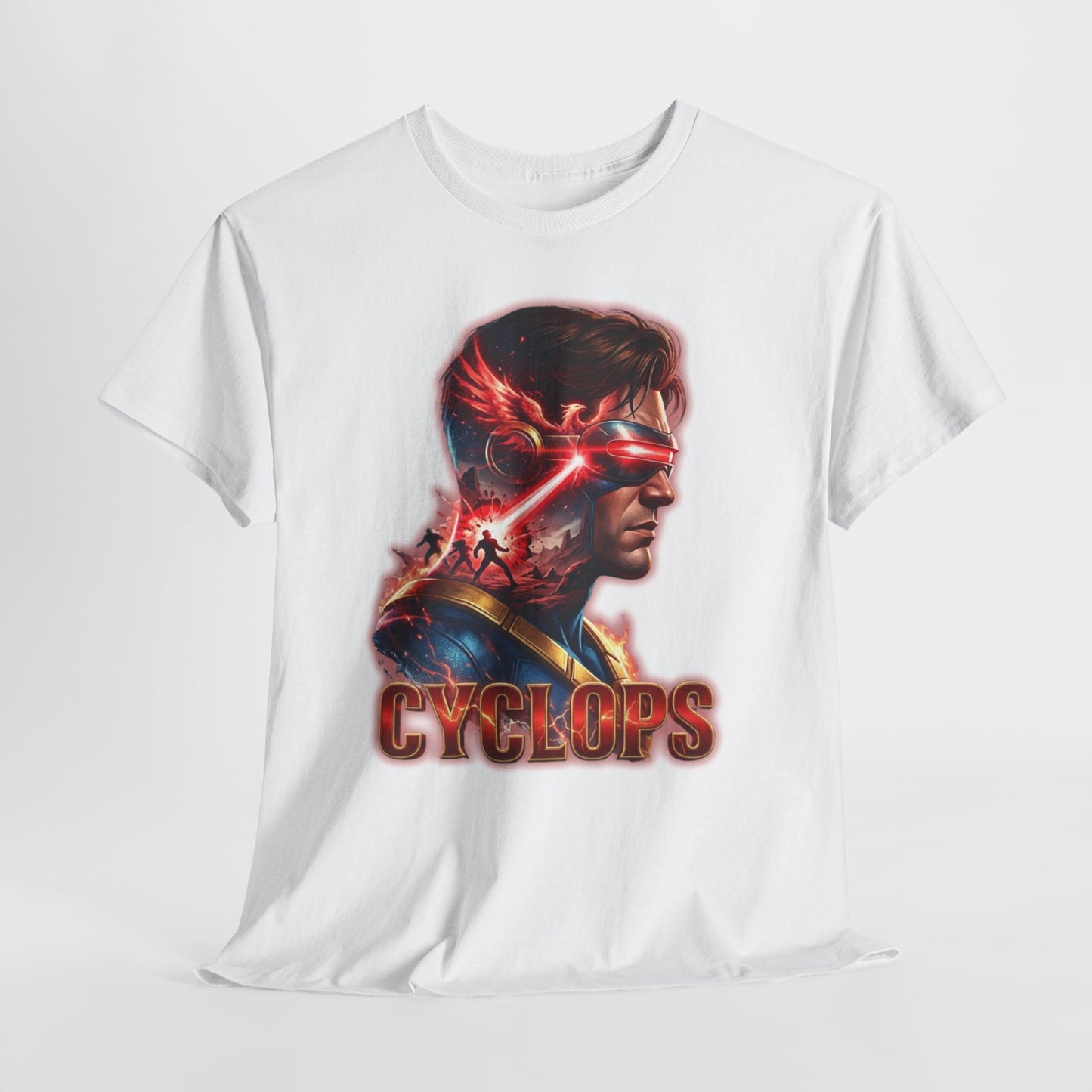 Cyclops Superhero Graphic Tee — Retro Comic Profile Design
