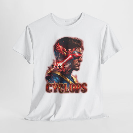 Cyclops Superhero Graphic Tee — Retro Comic Profile Design