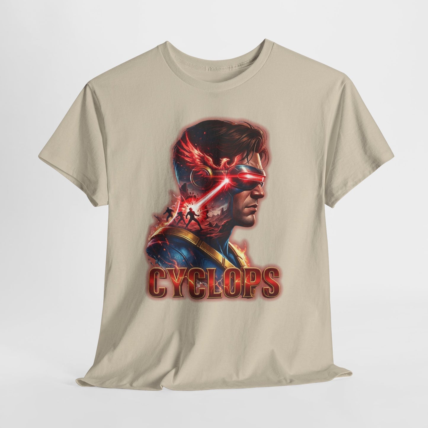 Cyclops Superhero Graphic Tee — Retro Comic Profile Design