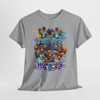 Charlotte Hornets Basketball T-Shirt — Team Player Caricature Tee