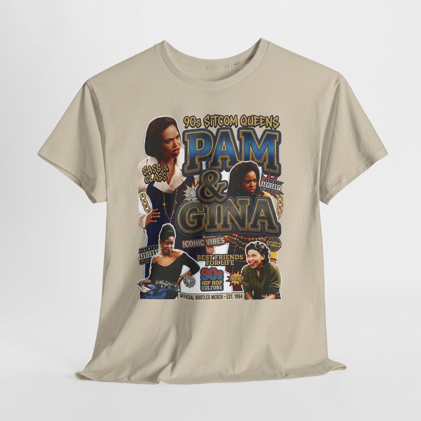 Pam & Gina Throwback Collage T-Shirt — 90s TV Queens Graphic Tee