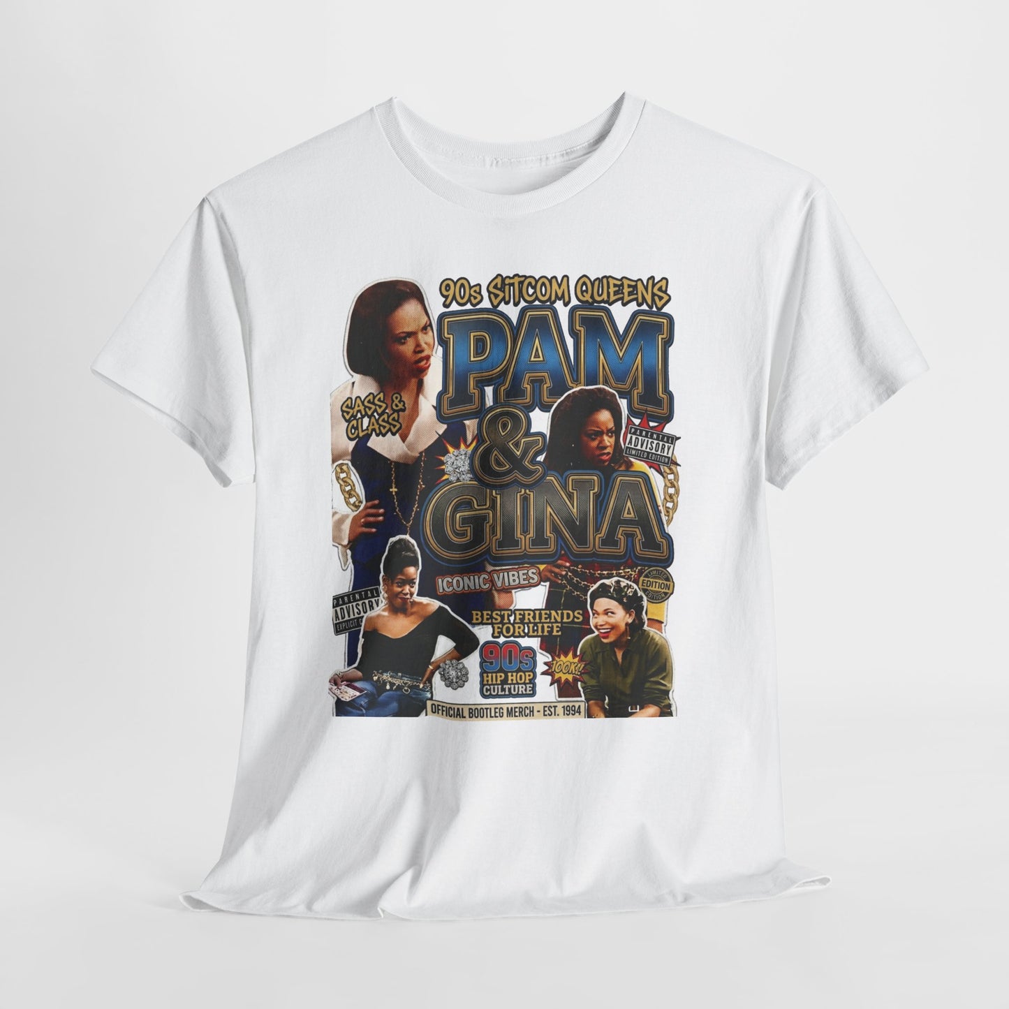 Pam & Gina Throwback Collage T-Shirt — 90s TV Queens Graphic Tee