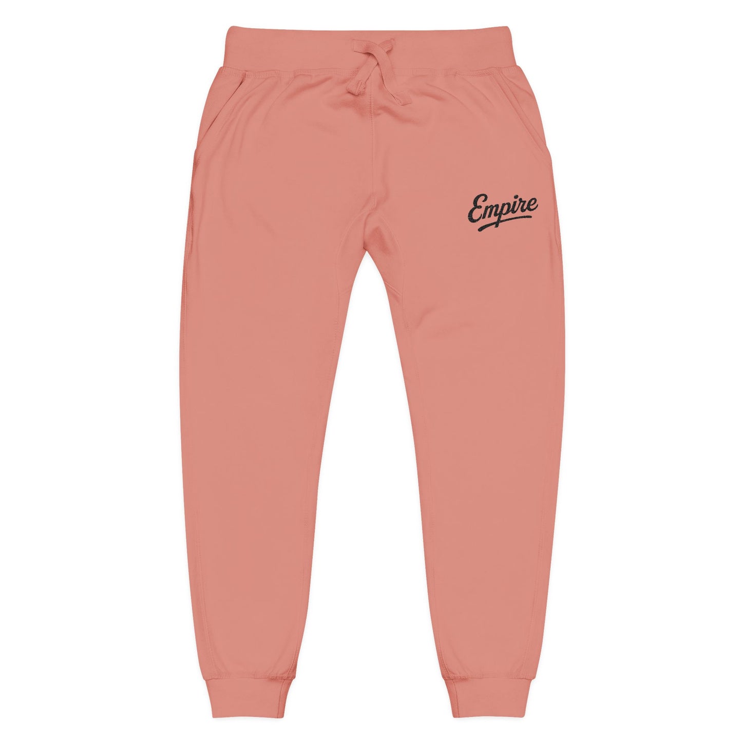 Empire Signature Embroidered Sweatpants — Minimal Fleece with Black 'Empire' Logo