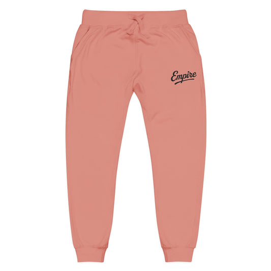Empire Signature Embroidered Sweatpants — Minimal Fleece with Black 'Empire' Logo