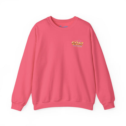 Crewneck Sweatshirt — 'GOAT' Icon Caricature Tribute Backprint