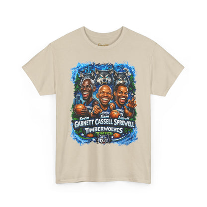 Timberwolves Legends T‑Shirt — Garnett, Cassell & Sprewell Retro Basketball Tee