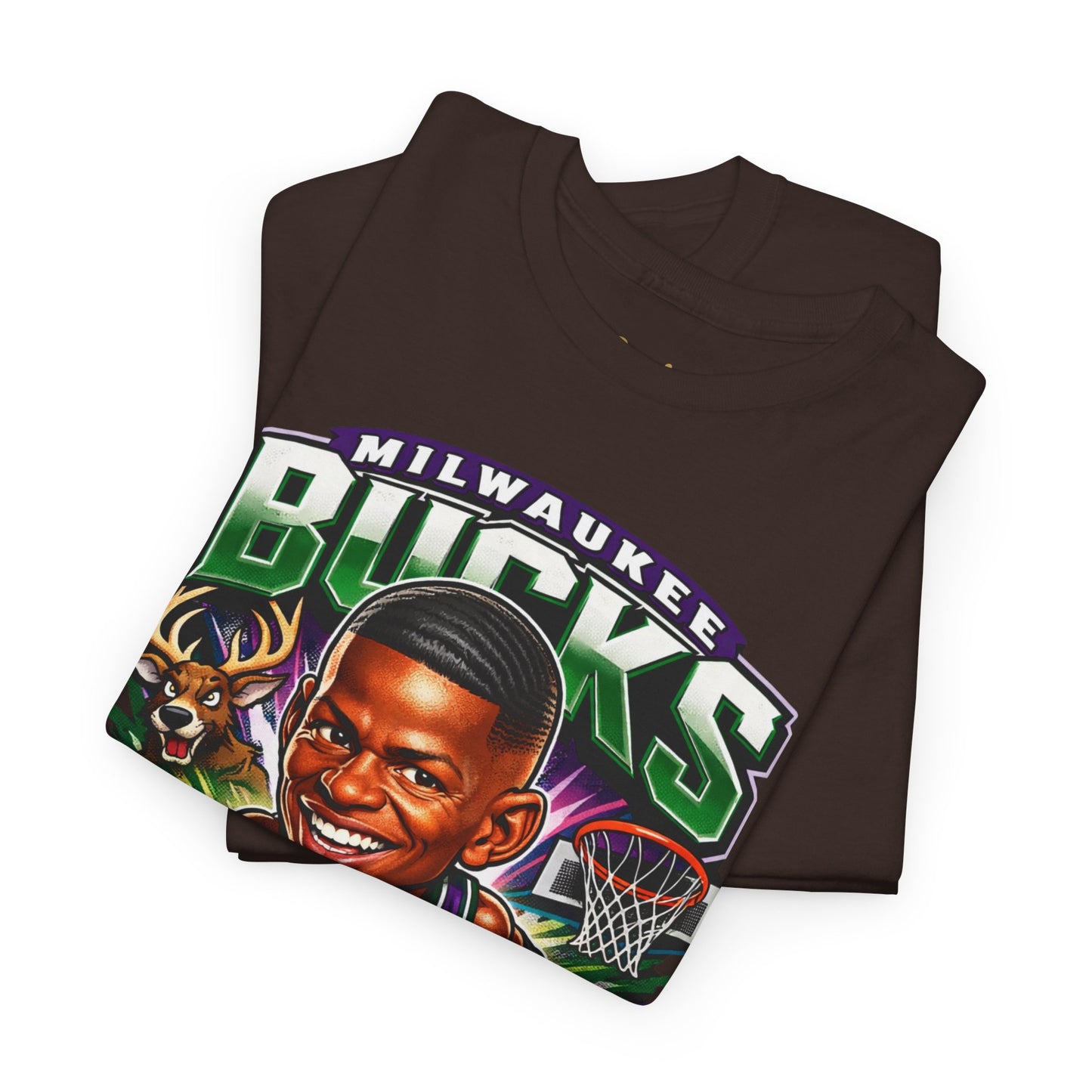 Milwaukee Bucks Retro Player Cartoon Tee — 'Ray Allen' Basketball Graphic T-Shirt