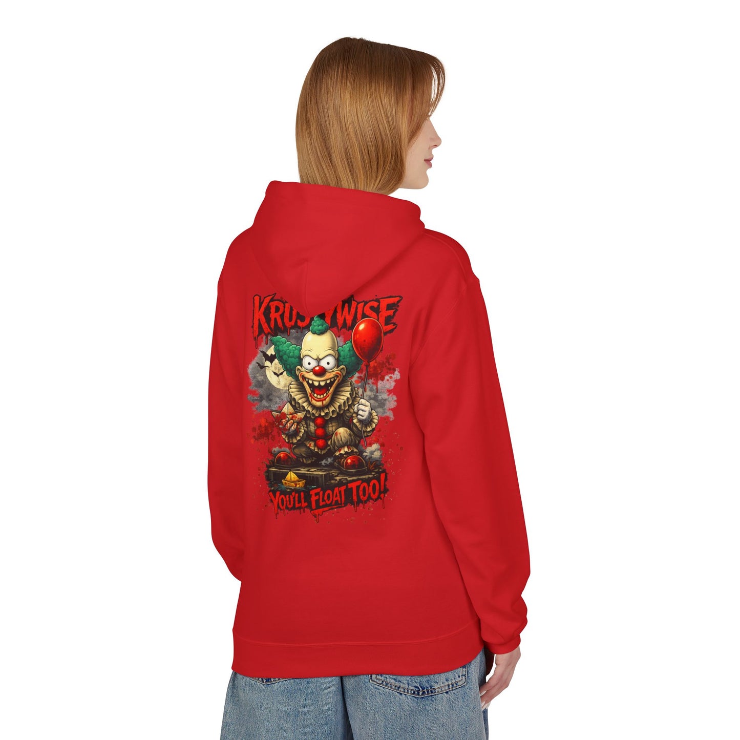'Krustywise' Creepy Clown Design, "You’ll Float Too" Midweight Softstyle Fleece Hoodie