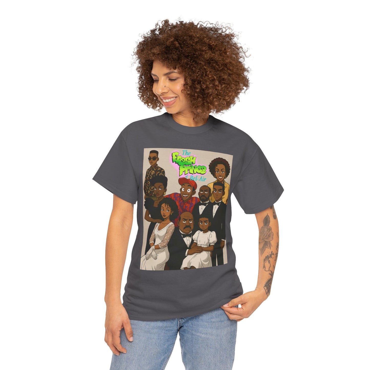 The Fresh Prince Unisex Heavy Cotton Tee - Nostalgic Cartoon Graphic Shirt