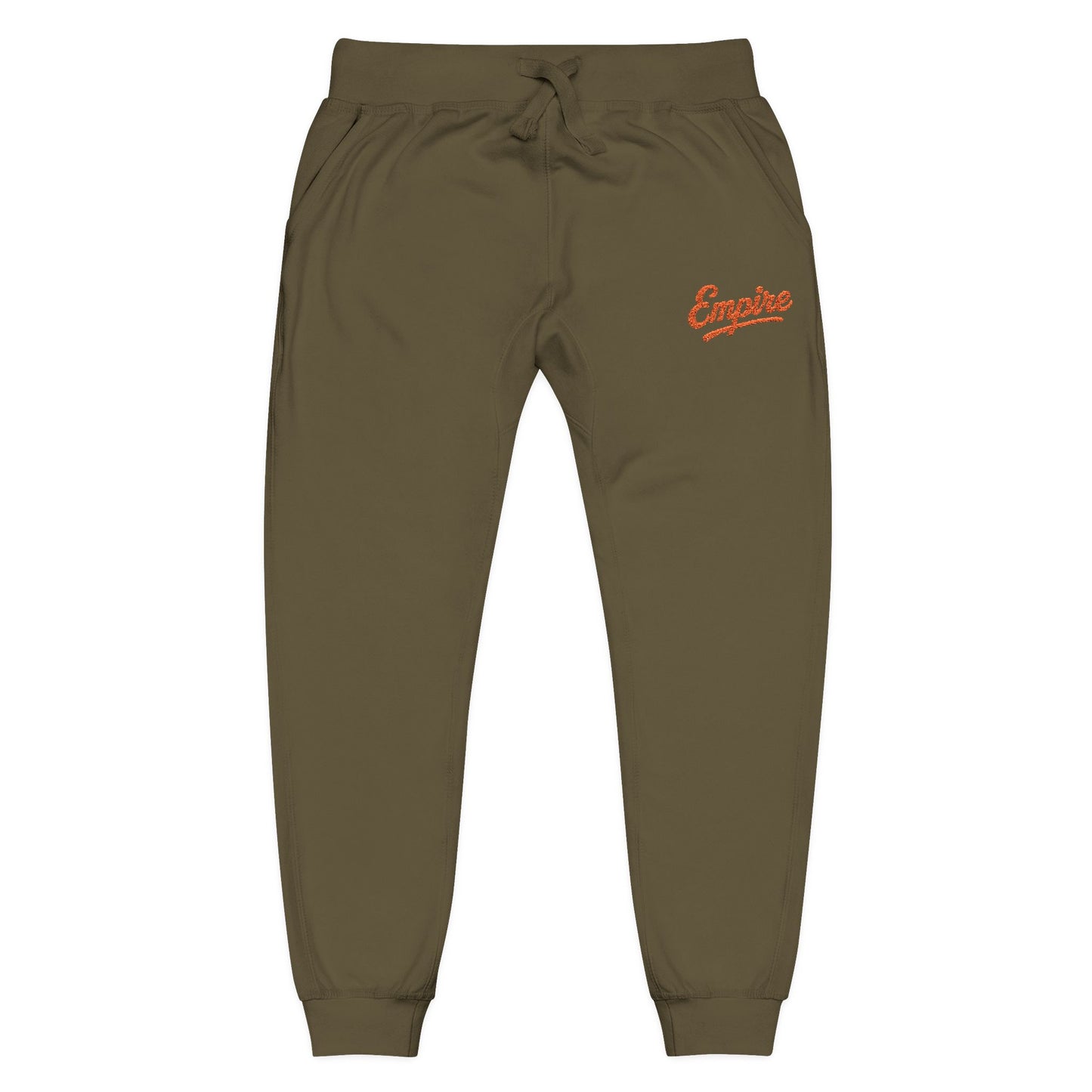 Empire Signature Embroidered Sweatpants — Minimal Fleece with Orange 'Empire' Logo