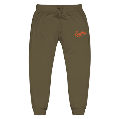 Empire Signature Embroidered Sweatpants — Minimal Fleece with Orange 'Empire' Logo