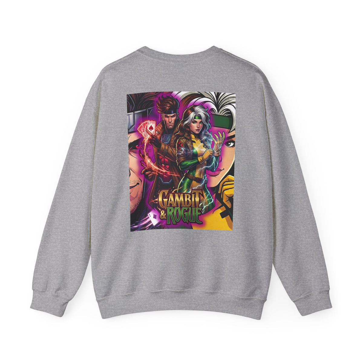 Gambit & Rogue Graphic Crewneck Sweatshirt — X-Men Comic Retro Art