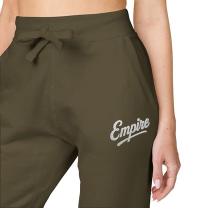 Empire Signature Embroidered Sweatpants — Minimal Fleece with White 'Empire' Logo