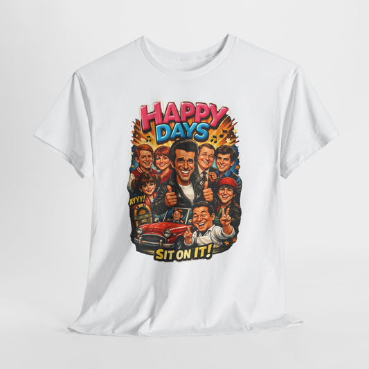 Happy Days Retro TV Cast T-Shirt — "Sit On It!" Vintage 70s Sitcom Tee