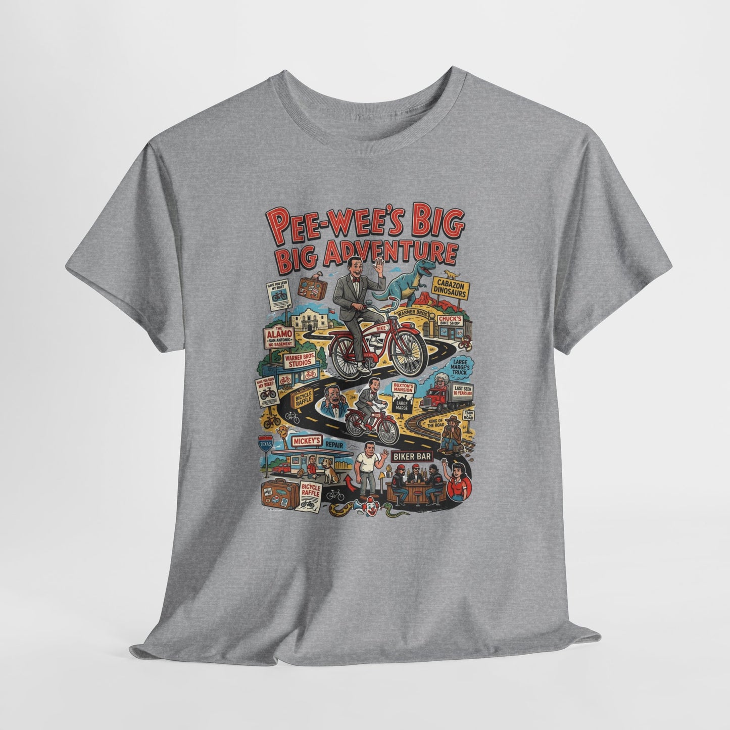 Pee-wee’s Epic Road Trip: A Collage of Adventure Graphic Tee