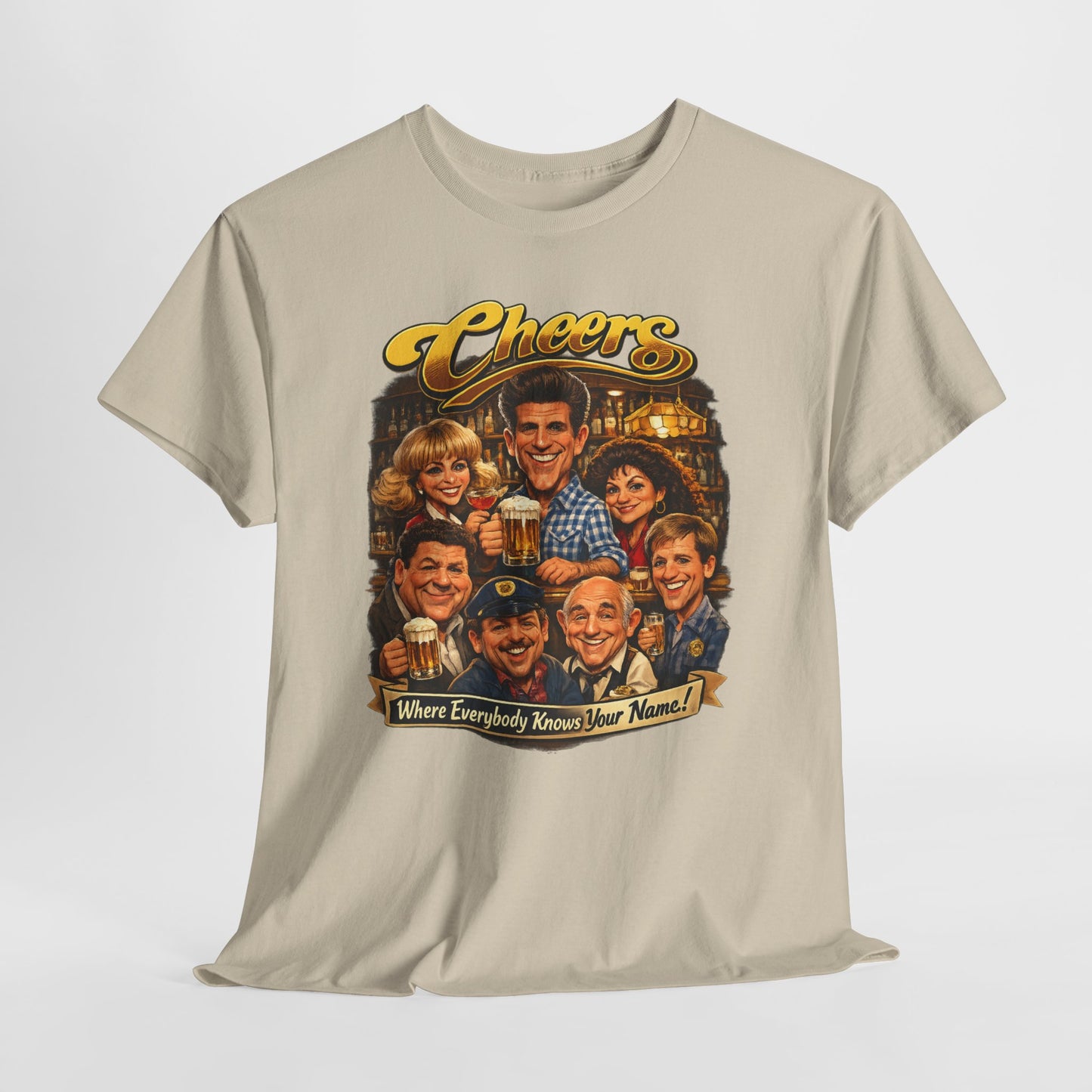 Cheers Cast Vintage Tee — "Where Everybody Knows Your Name" Retro TV Shirt