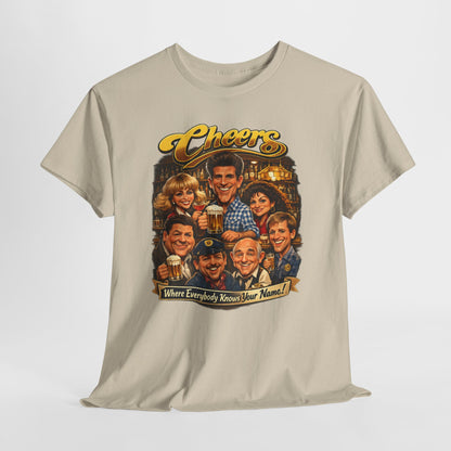 Cheers Cast Vintage Tee — "Where Everybody Knows Your Name" Retro TV Shirt