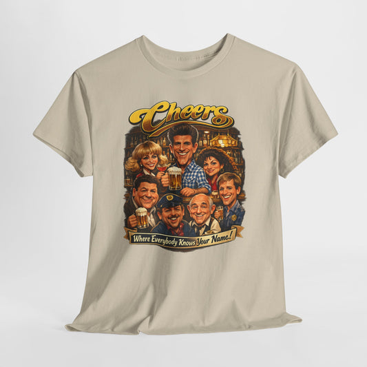 Cheers Cast Vintage Tee — "Where Everybody Knows Your Name" Retro TV Shirt