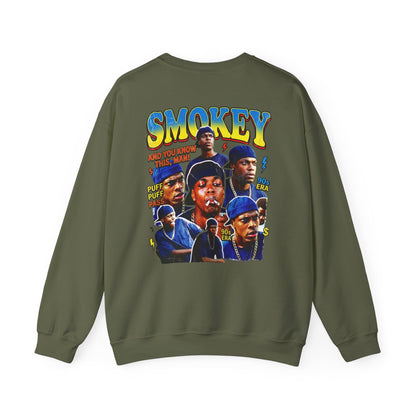 Smokey Graphic Sweatshirt – Retro Hip-Hop Photo Collage Crewneck