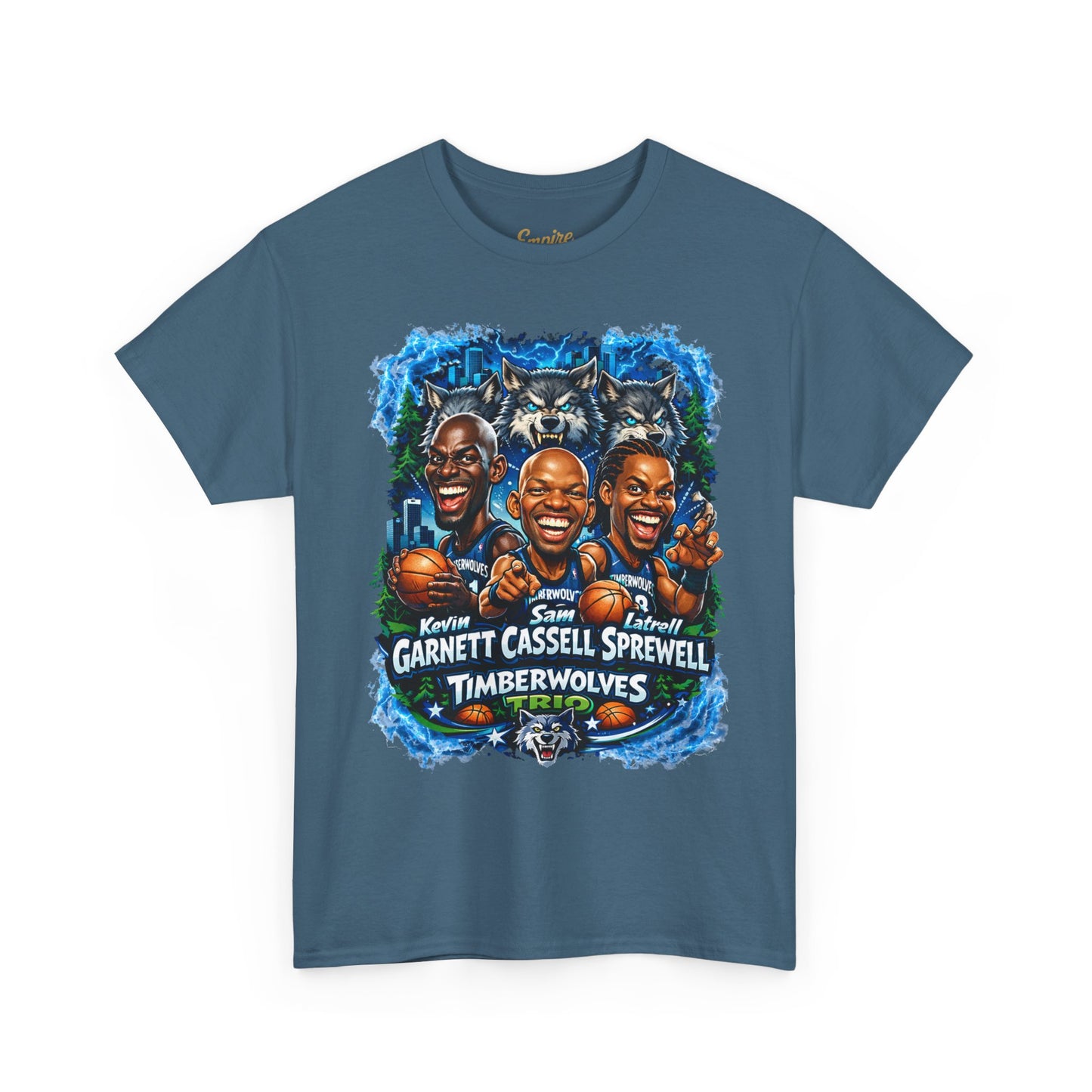 Timberwolves Legends T‑Shirt — Garnett, Cassell & Sprewell Retro Basketball Tee