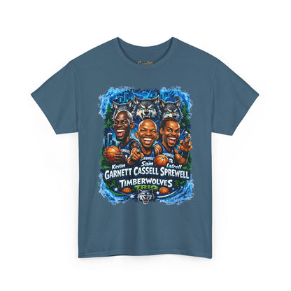 Timberwolves Legends T‑Shirt — Garnett, Cassell & Sprewell Retro Basketball Tee