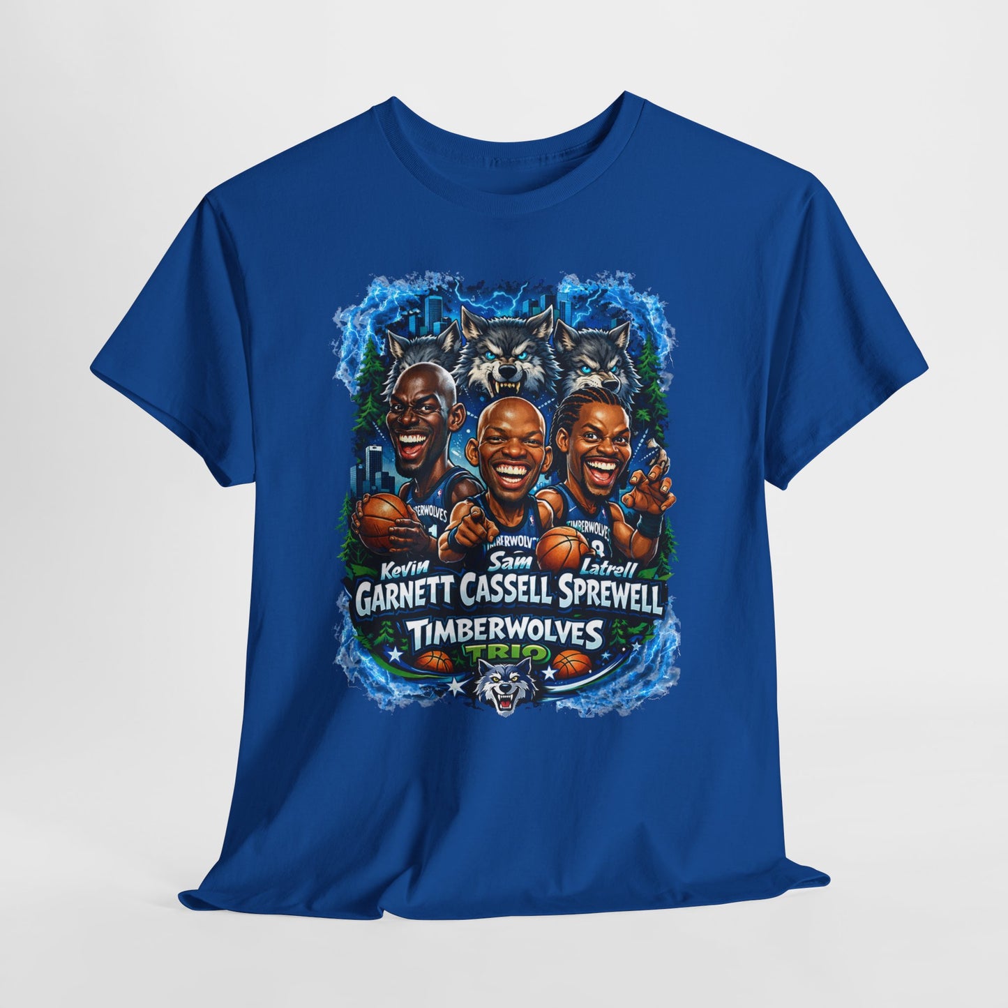 Timberwolves Legends T‑Shirt — Garnett, Cassell & Sprewell Retro Basketball Tee