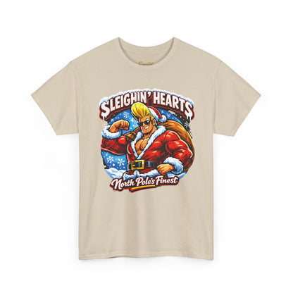 Johnny B 'Sleighin' Hearts' Christmas Tee — 'Where The Ho Ho Hos At' Holiday T-Shirt